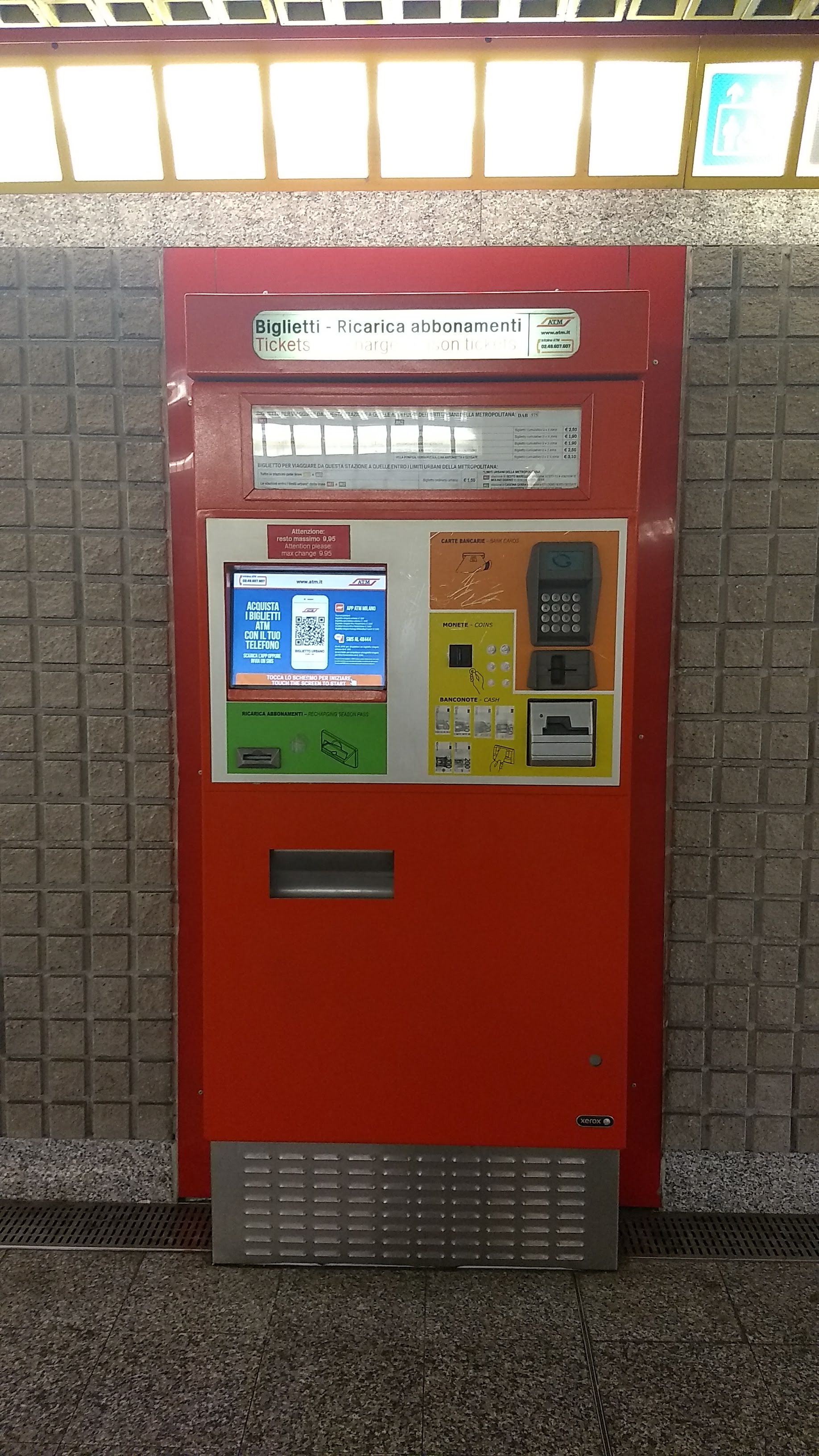 ミラノの券売機